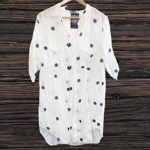 Ara Blue and White Relaxed 3/4 Sleeve Top
